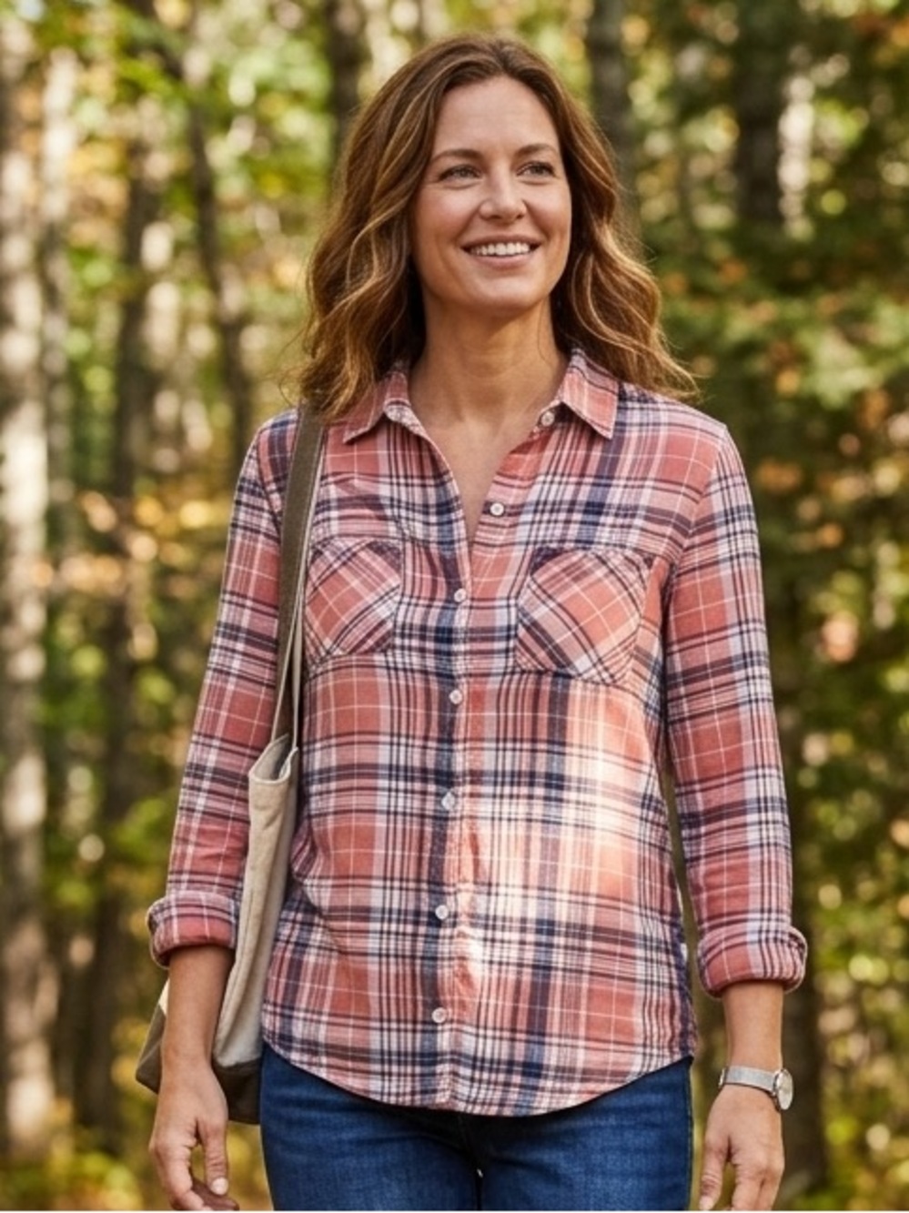 Blue Rain Pink and Navy Plaid Button-Down Shirt